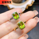 Jinwei natural peridot ring 925 silver inlaid with fashionable crystals, clean color, 7*9mm light luxury model for your lover, white gold