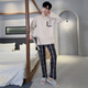 
Langsha pajamas men's spring and autumn long-sleeved suit 2024 new loose large size simple style student casual home clothing 15567 stripes L men (suitable for 100-130 Jin [Jin equals 0.5 kg])