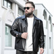 Jiujiu Wang Jiu Mu Wang Large Size Men's Artificial Leather Jacket Business Casual Fat Fat Motorcycle Style Lapel Jacket Thick Black 3XL