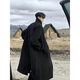 OEMG mid-length woolen coat men's autumn and winter high-end woolen over-the-knee Korean style lazy wind handsome windbreaker jacket black XL recommended 125-140Jin Jin equals 0.5 kg