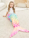 Fantasy Children's Plush Blanket Mermaid Tail Sleeping Bag Adult Anti-Kick Quilt Flannel Blanket Casual Napping Blanket Sofa Blanket Mermaid B-Purple Pink Set 140x60cm