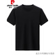Pierre cardin high-end summer new short-sleeved T-shirt for men round neck T-shirt thin solid color pure black versatile half-sleeved top 753 black 165/M [95-115Jin [Jin equals 0.5 kg]]