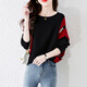 
Cypress House Bat Sleeve Sweater Women's 2025 Autumn New Contrast Color Versatile Can Wear Outer Pullover Knitted Sweater