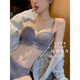 Modal underwear for women with small breasts, pure desire lace bra, no wire bra, panties set, large and thick, off-white (set) 70A 32