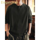 ElegantMan's beautiful retro tough guy Henry collar long-sleeved T-shirt men's autumn new loose cotton bottoming shirt top dark green M_Suitable for 110-130Jin Jin equals 0.5 kg