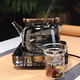 Full-length heat-resistant glass teapot, wooden handle and handle, steaming all-in-one, light luxury high-end electric ceramic stove tea maker, making tea around the stove, wood grain handle and handle kettle ash + Fuxitang silent pottery stove