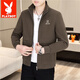Playboy (PLAYBOY) Men's new stand-up collar jacket zipper shirt top spring and autumn casual fashion Korean style young handsome boy jacket 2687 black 2XL