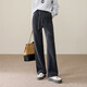 ESE-Y Winter Velvet Straight Pants Women's 2025 Thick High Waist Casual White Narrow Wide Leg Pants Blue Gray 31