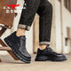 Bull Family Men's Zapatos en verano zapatos de cuero huecos transpirables en la suela gruesa de los hombres Big Heavy Highing Zapatos Botas de martín