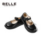 Belle children's shoes 25 years spring and autumn children's leather shoes back to school student shoes girls black leather shoes single shoes black size 31