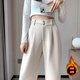 Fashimu 2024 Pantalon large en laine épaissie en velours d'automne pour les petits pantalons décontractés en tailleur à patte droite pour femmes 6636 Couleur de café plus routine de velours M recommandée 103-109jin [Jin est égal à 0,5 kg]