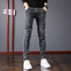 Woodpecker Jeans Men's Autumn and Winter New Slim Fit Stretch Small Leg Pants Men's Velvet Warm Casual Straight Long Pants Men 8913 Regular Style 32 (Recommended 125-150 Jin Jin equals 0.5 kg)