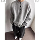 Wu Quanwan light gray Henry collar velvet sweater men's autumn and winter lazy style sweater thickened American polo gray velvet upgraded version 95 users choose gray 2XL