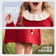 ASK JUNIOR New Year's greetings dress, infant skirt, winter children's fungus edge collar knitted dress, girl's sweet princess dress