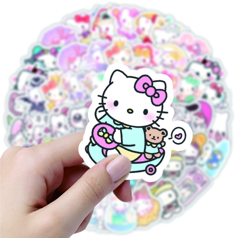 KT猫电脑贴纸笔记本手机平板装饰 HelloKitty卡通可爱高颜值ins风防水防刮水杯贴纸贴画不留痕 随机10张