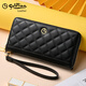 Jinlilai Wallet Damen Long Leder Reißverschluss Clutch Clutch 2025 Einfache Brieftasche Trendy Clutch Clutch Geschenk für Frau Mobiltasche Schwarz [offizieller Straight Shipping. Eine falsche eine feine Sache zehn] kleine Tasche