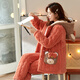 
Autumn and winter style girls pajamas for girls in winter plus velvet thickened coral velvet three-layer cotton girls home clothes for junior high school students MQ 6629 Women's style XL (170CM recommended weight 110-130)