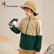 
Hush Puppies children's clothing children's windbreaker for men and children's autumn new style for men and women's autumn fashion contrasting splicing windbreaker warm khaki 150 cm