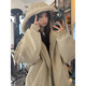 ZHUYIFAN hooded mountain carving leather jacket, men's and women's winter velvet thickened warm fur collar cotton jacket trendy brand apricot upgraded version L 110-130Jin Jin is equal to 0.5 kg