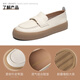 ZHR loafers for women, classic commuter style thick-soled single shoes, women's comfortable and versatile mother's leather shoes BT90 beige 37