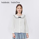 Balabala children's clothing girls white shirt long-sleeved autumn college style top lapel ruffled thin clothes sweet original white 10101 140