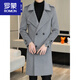 ROMON woolen coat men's mid-length handsome belt slim cashmere woolen coat wool double-sided woolen windbreaker black. M 170 recommended 90-110 Jin Jin equals 0.5 kg
