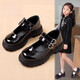 Xianzheyi Girls' Leather Shoes 2024 Spring and Autumn New Children's Performance Shoes Black Dance Shoes Princess Shoes Middle-aged Girls' Shoes Black Patent Leather Choose Inner Length According to Foot Length