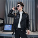 Jason leather jacket men's autumn and winter trendy brand short motorcycle men's tops 2025 new trend handsome leather jacket JK244 black M