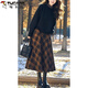 Woodpecker (TUCANO) enters winter with a complete set of 2025 new style ladies' contrasting color sweater plaid skirt age-reducing suit for women top + skirt XL recommended 120Jin Jin equals 0.5kg -145Jin Jin equals 0.5kg within