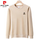 皮尔卡丹（pierre cardin）加绒加厚保暖纯棉卫衣男士新款圆领宽松长袖T恤男春秋冬款打底衫 加绒888-1米色 175/XL135-150斤