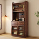 Toxiaomuwo Batteur noir noyer mur intégré à vin intégré en bois massif armoire de rangement multi-fonction