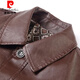 Pierre Cardin Men's Imitation Leather Jacket 2025 Autumn New Winter Dad's Wear Thickened Warm Jacket Young and Middle-aged Lapel Soft Leather Jacket Brown-8022 L Recommended 105-120 Jin Jin equals 0.5 kg
