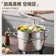 SUPOR thickened 304 stainless steel steamer, two-layer, universal for gas stoves and induction cookers, double-layer soup pot for steamed buns and buns, dual-purpose steamer for cooking, 24cm