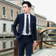 Playboy Suit Men's Jacket Top Youth Korean Slim Business Casual Formal Wedding Groomsman Small Suit Men Single Button Gray Suit + Pants + Vest + Shirt S