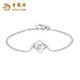 Lao Fengxiang clover pt950 platinum bracelet new platinum plain chain for wife, birthday gift for girlfriend, platinum four-leaf clover cat eye platinum bracelet, about 3.1g, brand gift box
