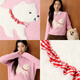 SEIFINI Big Pattern Cute Dog Sweater 2025 Winter New Cute Fashionable Western Style Soft Waxy Pullover for Women Light Purple Pre-sale November 10th S