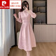 Pierre Cardin (pierre cardin) cheongsam sweet cool style new Chinese style improved dress women's spring wear 2024 new waist style a-line mid-length skirt pink XL