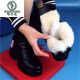 Zapatos para mujeres de pájaros carpinteros con tamaño roto de cuero de cuero grueso Botas de nieve para mujeres Intervierno integrado de invierno más terciopelo.