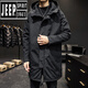 Jeep (JEEP) autumn and winter men's mid-length windbreaker men's thickened parka coat plus cotton hooded loose two-cotton jacket trend Military green S loose fit is large
