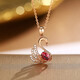 Fantimo 18k rose gold ruby tourmaline colored gemstone necklace for women, swan colored gold and diamond gift, tourmaline swan pendant in stock/including 18K gold chain