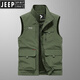 JEEP SPIRIT吉普马甲男春夏新款中年宽松大码户外速干透气多口袋定制钓鱼外套 卡其色 XL