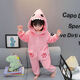 Baby coral velvet pajamas autumn and winter one-piece baby children's dinosaur clothes winter thickened girls' flannel sleeping bag gray 012 style 110