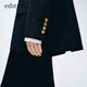 edition【高圆圆同款】西装外套春新款复古戗驳领黑色羊毛精纺女绅士 黑色K01 S (160)