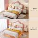 Lin's home pink dream princess bed children's bed girl induction light floating bed crib single bed furniture TBC024 silicone leather crown princess bed 1200mm*2000mm