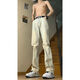Chaohandu 2025 New Jeans Frühlings- und Herbst Sommer-Casualhose Dünne Schlankhosen Amerikanische Vibe Scimitar Mikro-Flüssigkeitshose Black-G825 m (100-115jin [Jin gleich 0,5 kg])