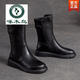 Holzspecker Offizielle Leder Martin Boots Herbst und Winter Neue Mittelröhrenstiefel weiche Sohle Low Heel Vielseitige Motorrad-Motorrad-Frauenstiefel flache Mutterstiefel Schwarz Plüsch Flaggschiff Modell 37