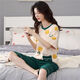 
Dan Pretty High Quality Cotton Pajamas for Women in Summer Short Sleeve Two-Piece Set Cartoon Sweet Summer Thin Style Orange a9856 Shorts M 80-100Jin [Jin equals 0.5 kg]