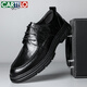 Cartelo British Herren Lederschuhe atmungsaktive Geschäft Formale Schuhe Hand Grip Muster niedrig dicke Sohle Lederschuhe Männer 9905 Schwarz 40