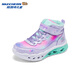 Skechers斯凯奇儿童秋冬保暖运动鞋舒适闪灯休闲棉靴302677L 677L薰衣草色/多彩色/LVMT 32