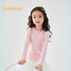 Balabala children's clothing girls T-shirt children's 2025 spring long-sleeved tops sweet striped knitted inner wear 208125100002